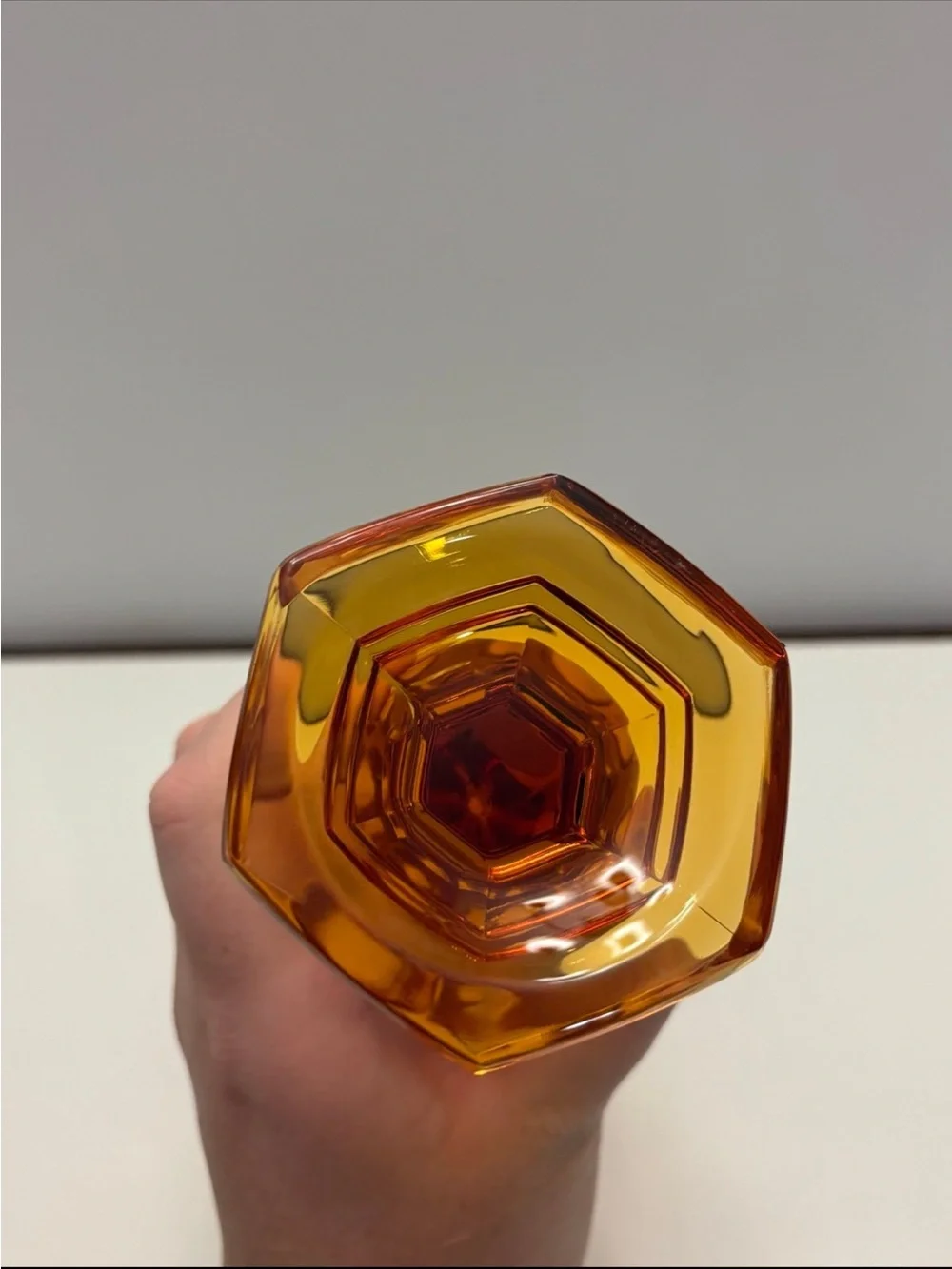 Vintage Amber Crystal Trumpet Vase